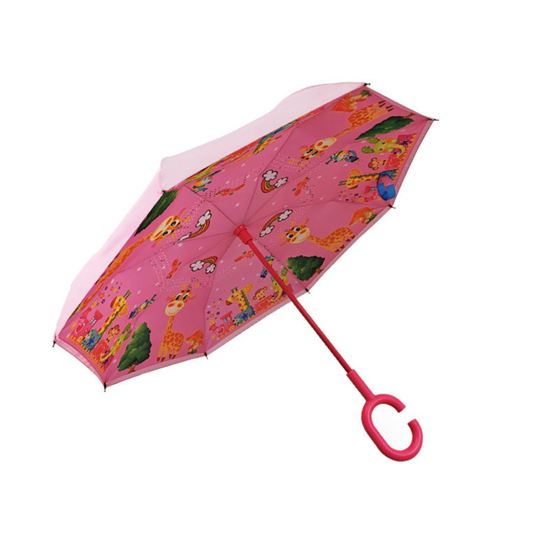 

Детский зонт наоборот Lesko Up-Brella Giraffe-Pink (жираф) умный обратного сложения для детей (F_6950-24757)