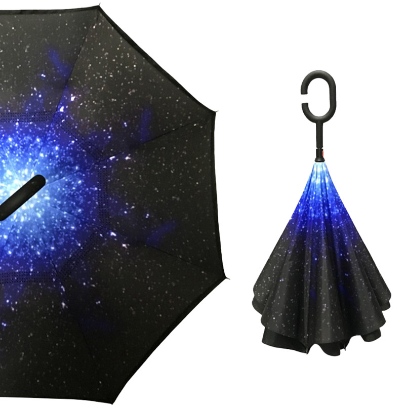 

Зонт Up-Brella Звёздное небо удобный складывающийся зонтик в обратном направлении длинная ручка антизонт хит (F_2907-7807)