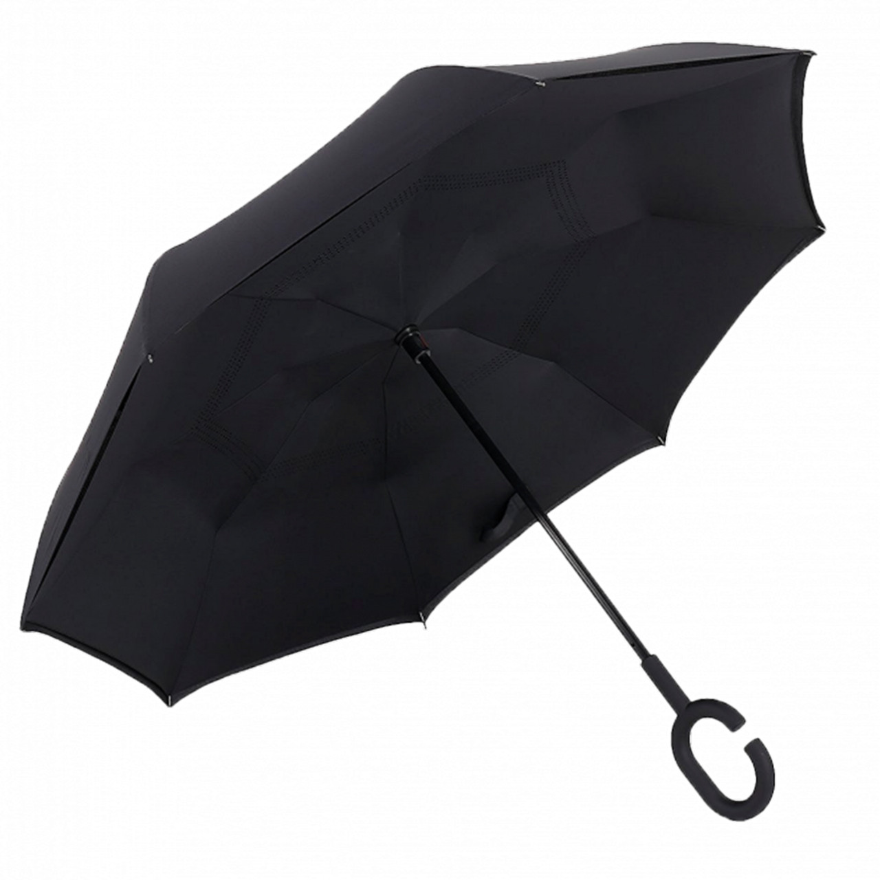 

Зонт Up-Brella Чёрный прочный долговечный с удлиненной ручкой и плотной тканью антизонт двойной купол (F_2907-7819)