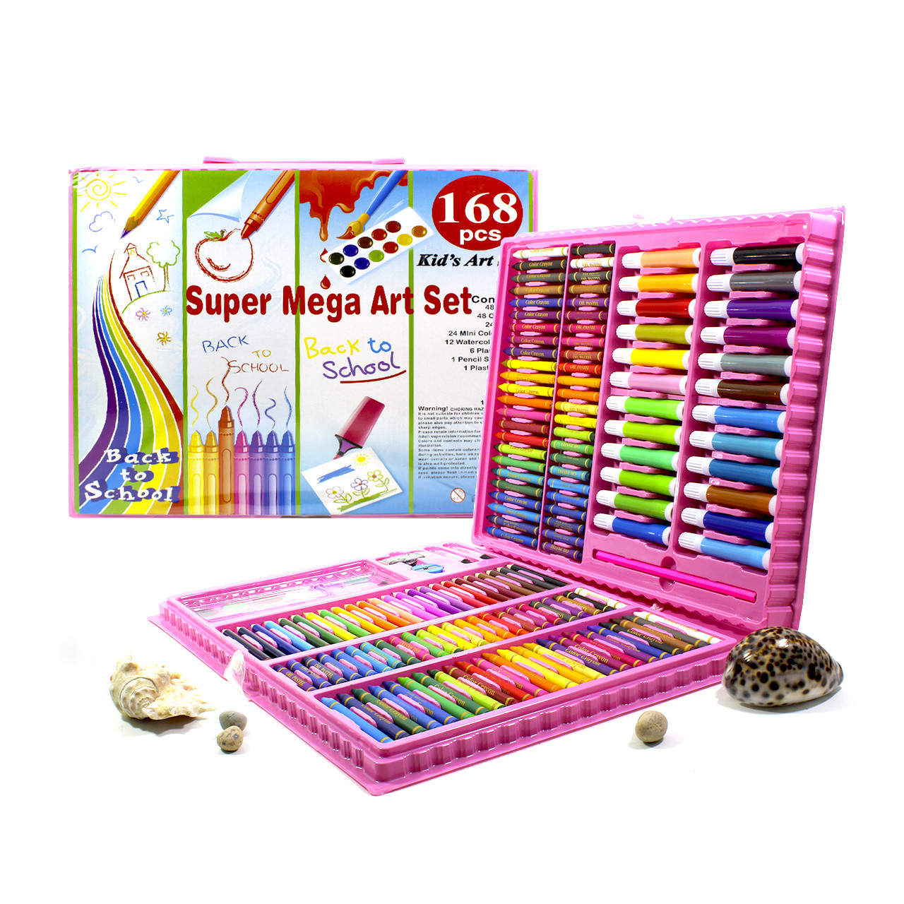 

Набор для рисования Lesko Super Mega Art Set 168 предметов Pink Чемоданчик Карандаши Мелки Краски Бумага (F_3962-11381)