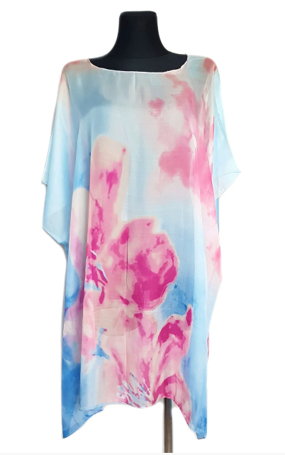 

Пляжная шифоновая туника Fashion Альмерия One Size 90*83 см нежный голубой
