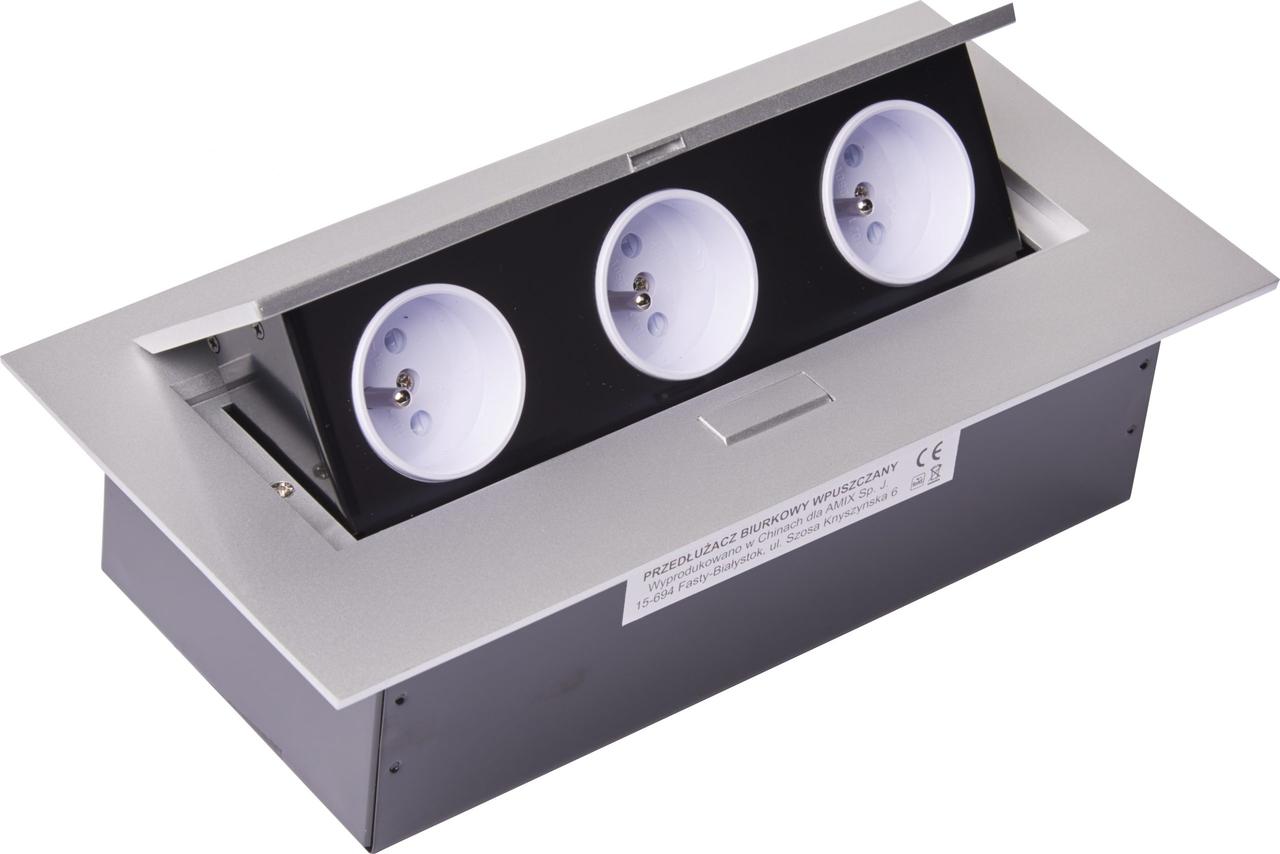 

Удлинитель для офиса AMIX на 3 розетки French с заземлением алюминий