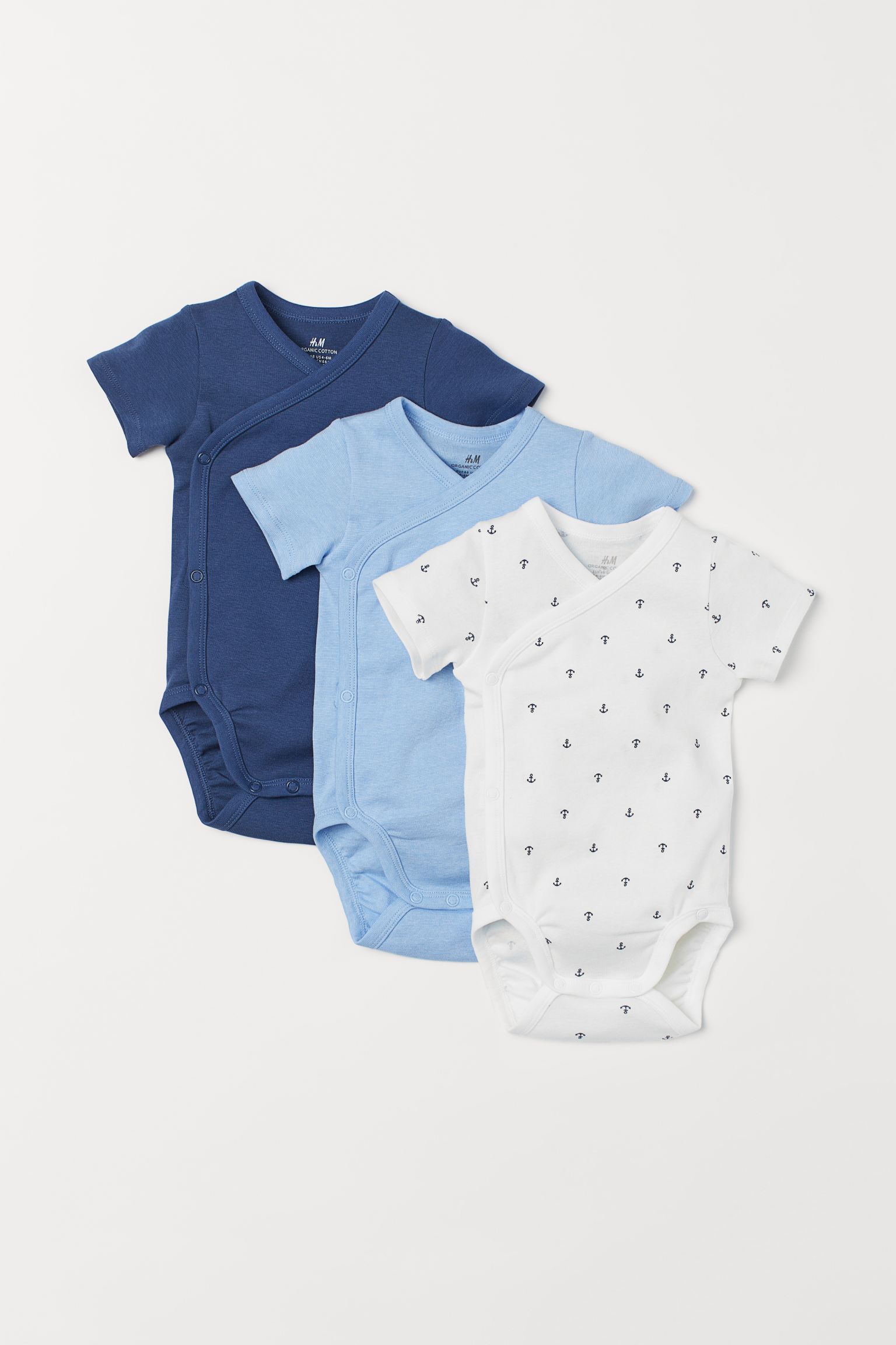 

Боди (3шт) H&M 62см белый, синий 13077017849