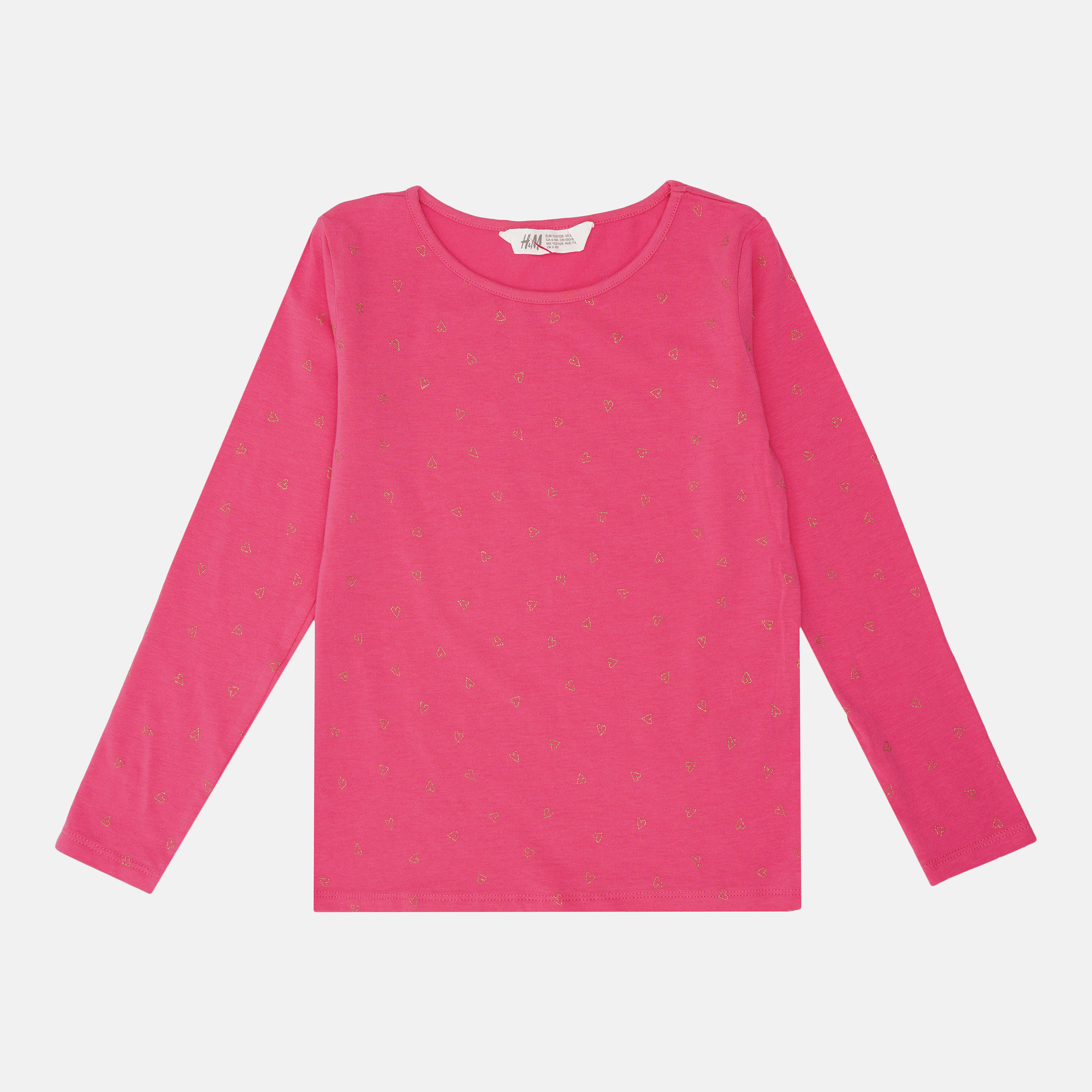 

Лонгслив H&M 122 128см розовый сердечки 4058700392