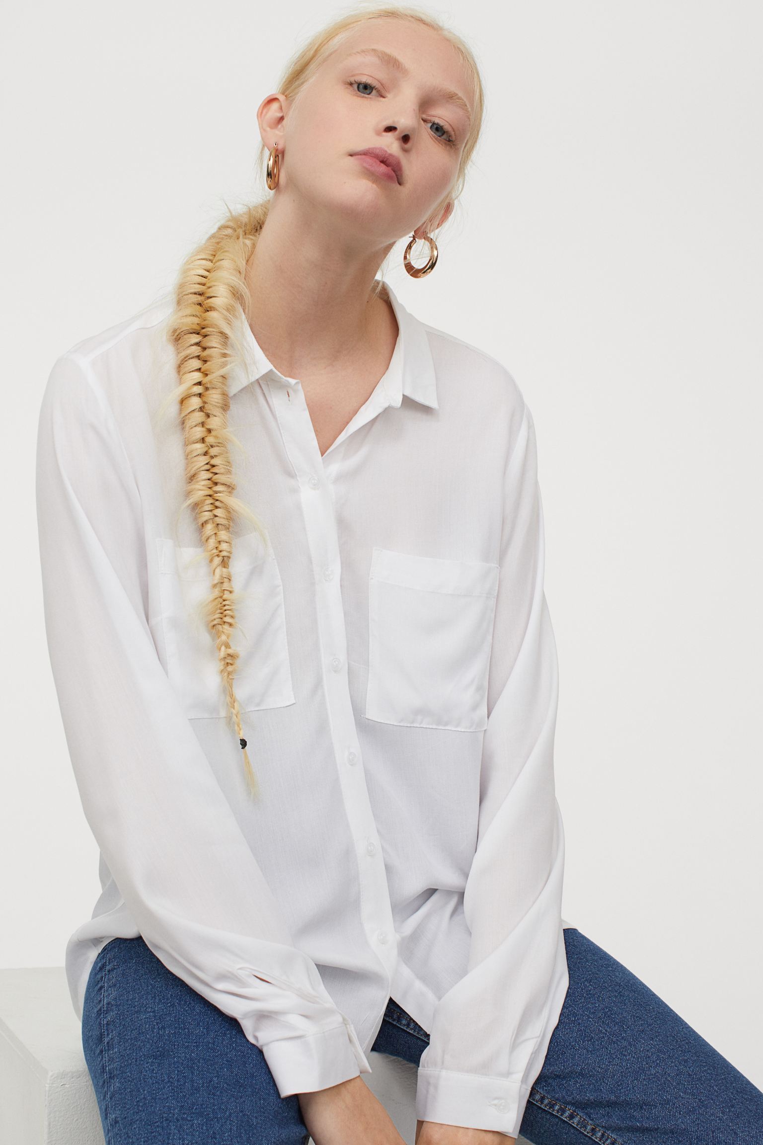 

Рубашка H&M 38 белый 15126893891