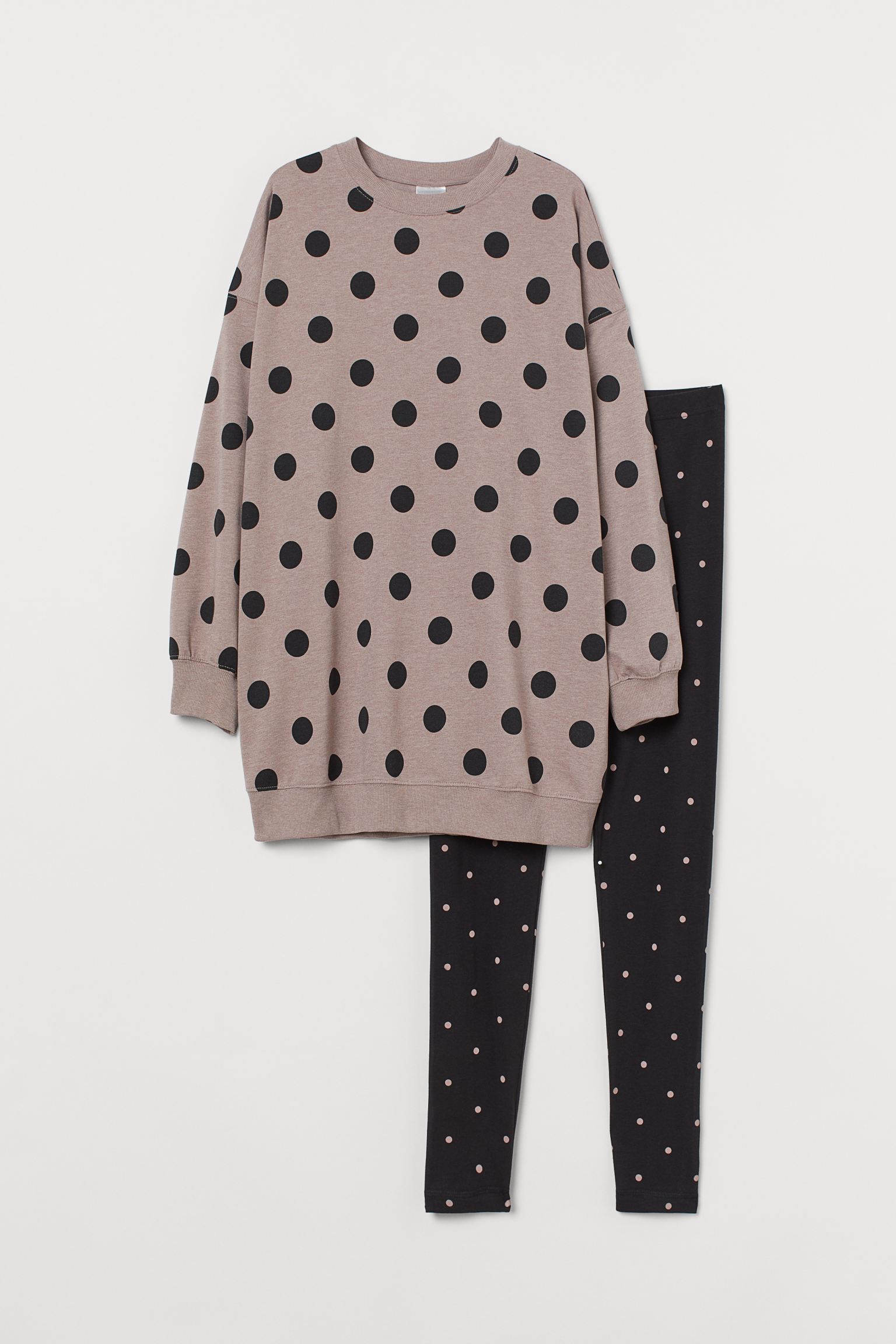 

Пижама (лонгслив, брюки) H&M M черно бежевый горох 15077698142