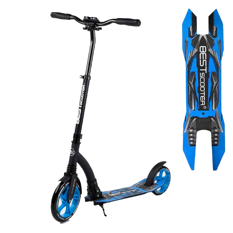 

Самокат двухколесный складной Best Scooter 54664 Черный с синим