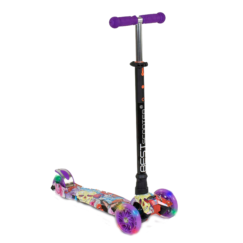 

Самокат А 24664 /779-1313 MAXI "Best Scooter" пластмассовый, 4 колеса PU, СВЕТ, трубка руля алюминиевая, d=12см, в коробке