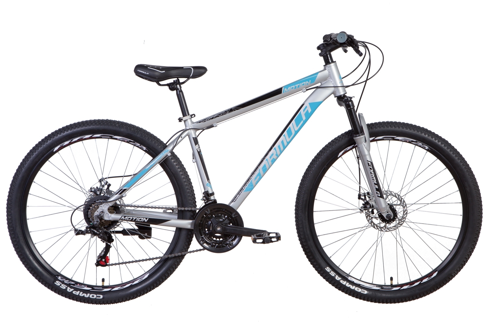 

Велосипед 27.5" Formula MOTION DD 17" серебристо-синий с черным 2021
