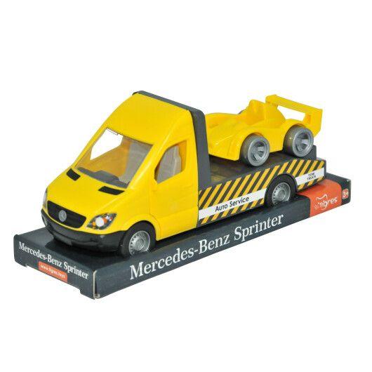 

Автомобиль Mercedes-Benz Sprinter, эвакуатор, желтый на планш. 12*28*10см Wader (39711)