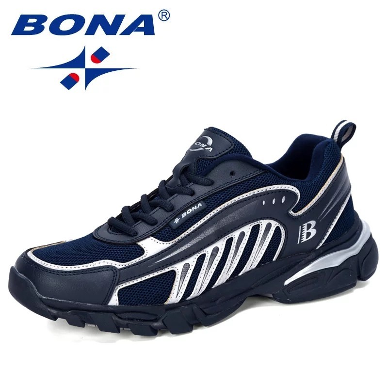 

Кроссовки мужские оригинальные Bona 35718-1 синие кожа текстиль 43р