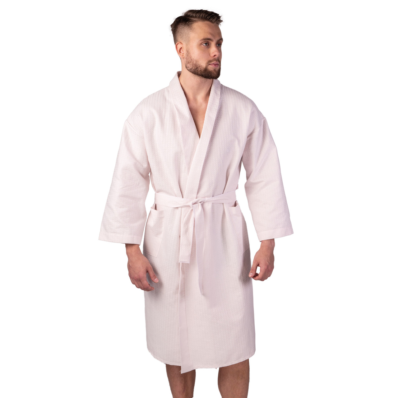 

Вафельный халат Luxyart Кимоно размер (54-56) XL 100% хлопок розовый (LS-0418)