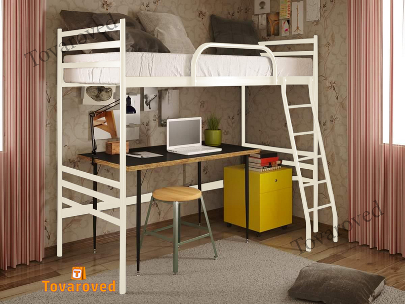 

Двухъярусная кровать металлическая 90x200 Метакам Флай Дуо Чердак Бежевый