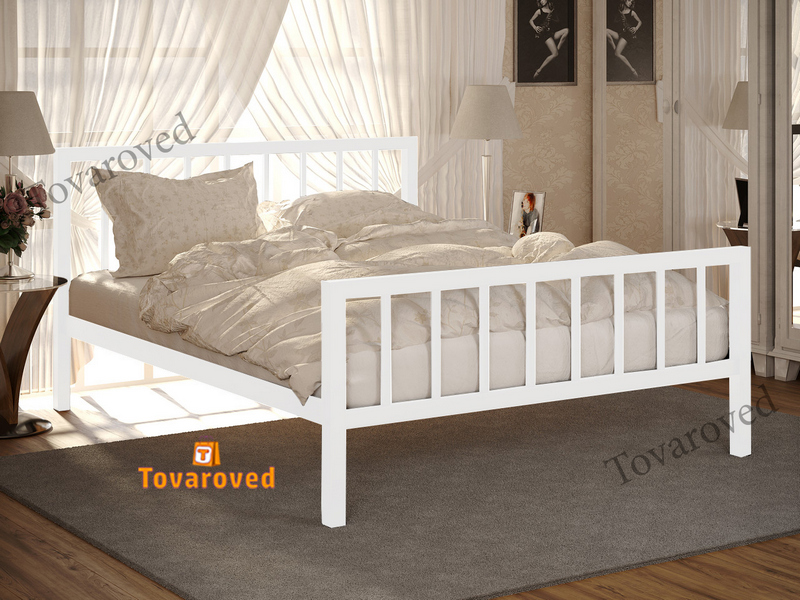 

Кровать полуторная металлическая 140х200 Метакам Турин-2 Белый