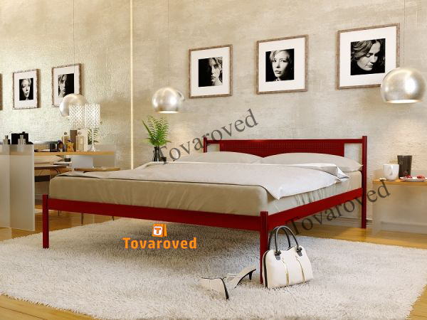 

Кровать двуспальная металлическая 160х190 Метакам Флай New-1 Красный лак