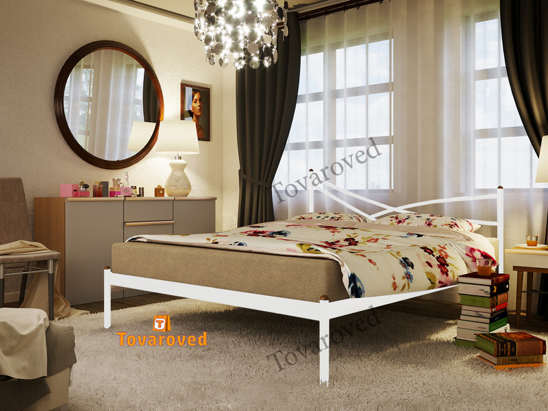 

Кровать двуспальная металлическая 160х190 Метакам Лиана-1 Белый