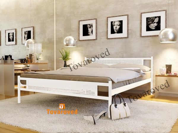 

Кровать двуспальная металлическая 180х200 Метакам Флай New-2 Белый