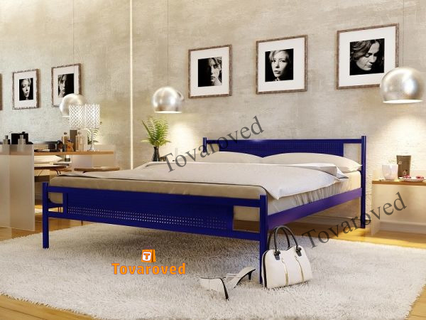 

Кровать полуторная металлическая 120х190 Метакам Флай New-2 Синий