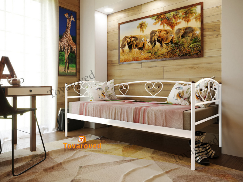 

Кровать односпальная металлическая 140x200 Метакам Дарина люкс Белый