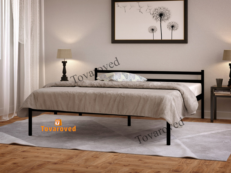 

Кровать полуторная металлическая 140х200 Метакам Комфорт-1 Черный матовый