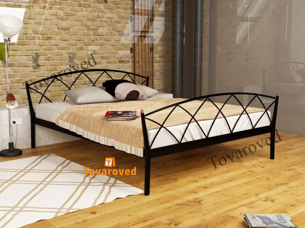 

Кровать полуторная металлическая 140х200 Метакам Жасмин Элеганс-2 Черный матовый