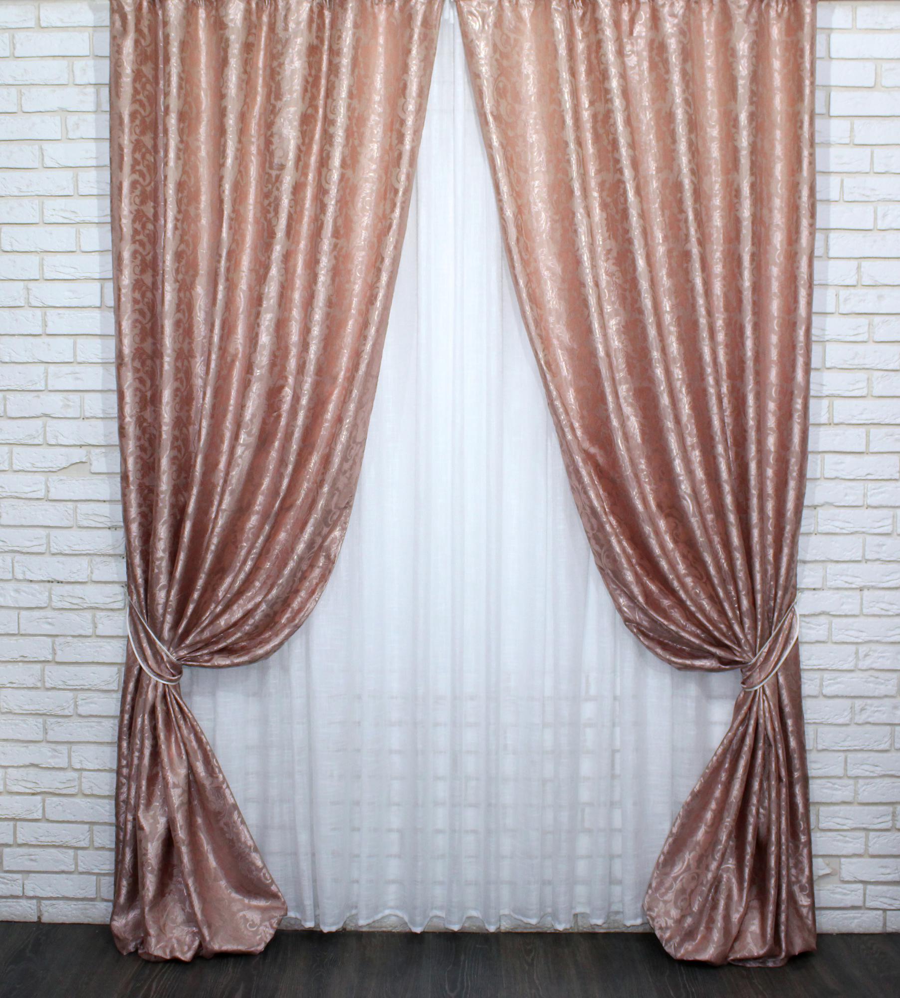 

Комплект штор VR-Textil ВР-текстиль жаккард пудра, 2 шт 1,5 × 2,75 м (2429)