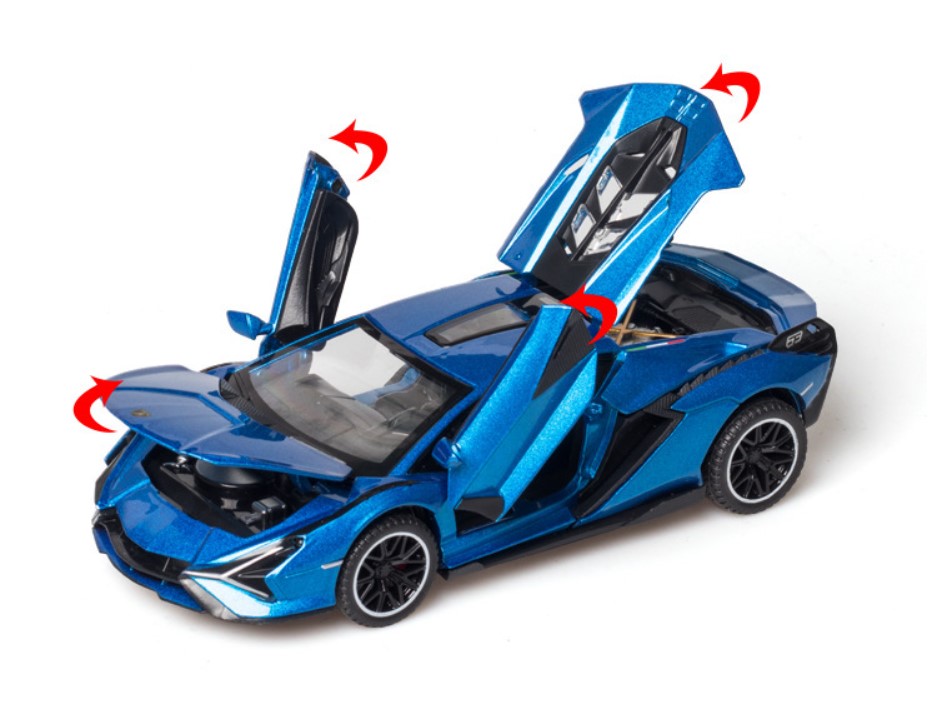 

Модель автомобиля Lamborghini SIAN Diecant alloy car 1:32 синяя
