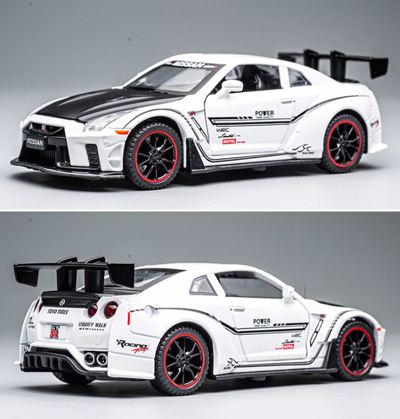 

Модель автомобиля из сплава Nissan GTR 1:32 откатная белая модель