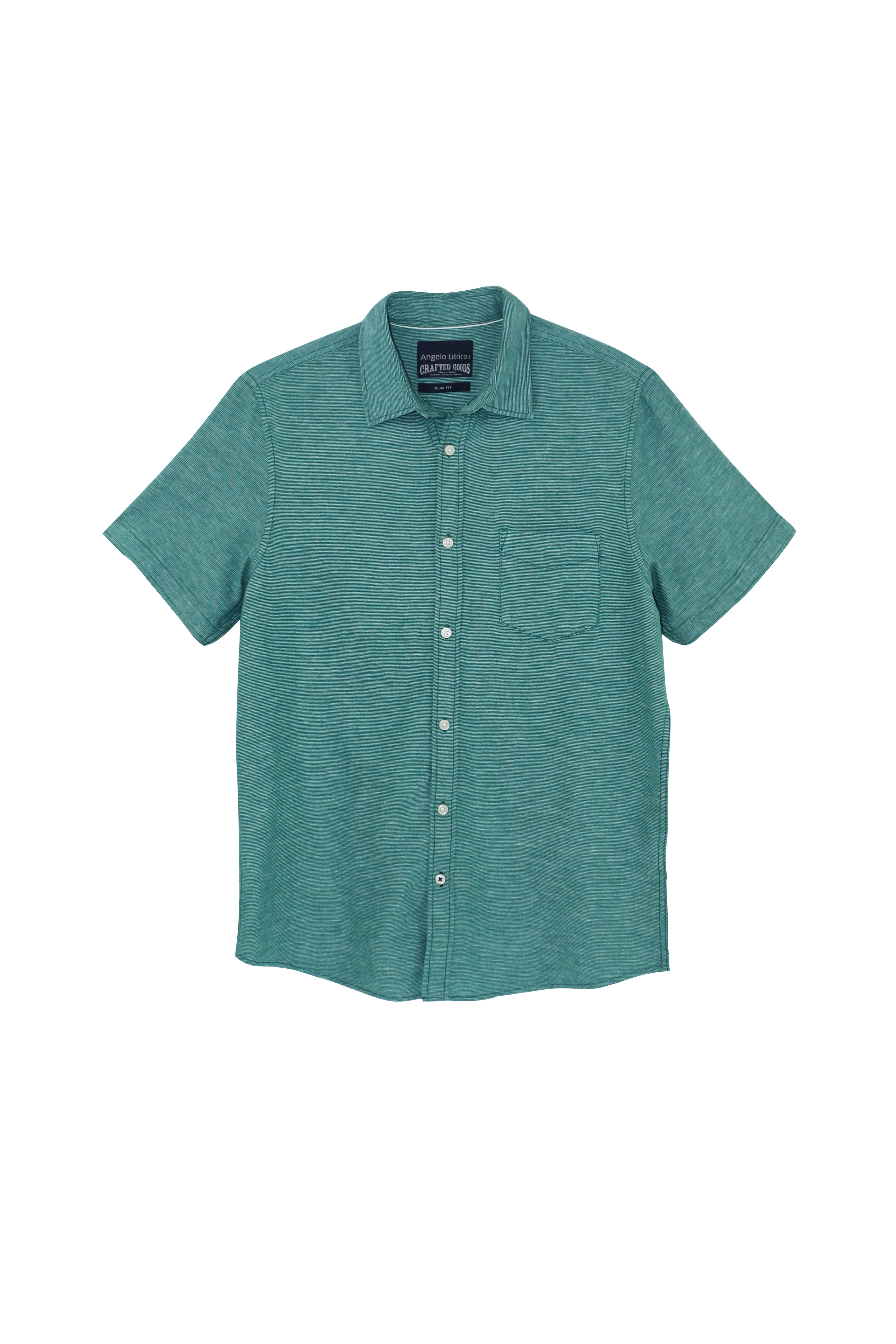 

Рубашка с коротким рукавом и карманом SLIM FIT C&A M (39/40) зеленый-белый WE-550234