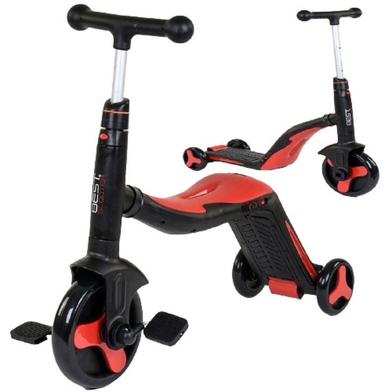 

Самокат-велобег scooter 3в1 с педалями красный без упаковки самокат-велобег-велосипед