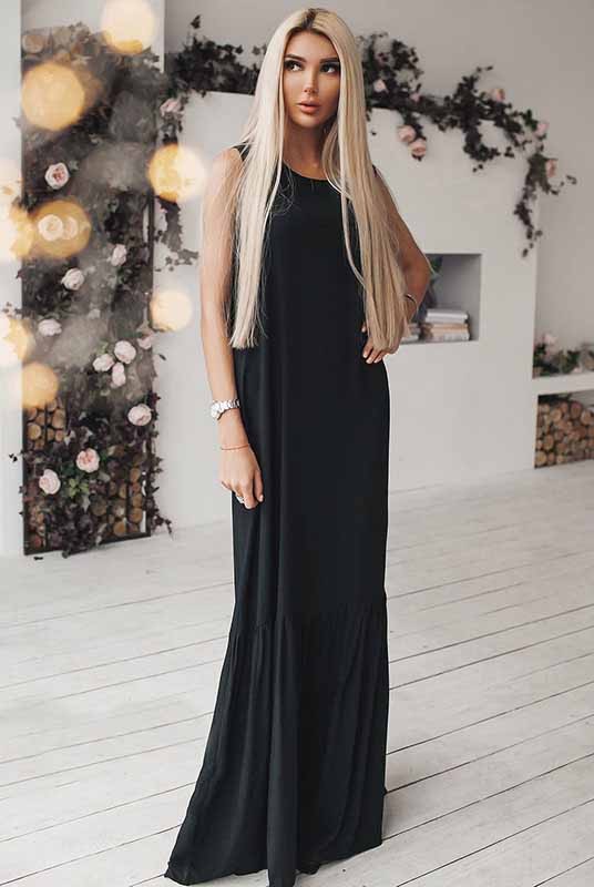 

Fashions • Длинное летнее платье Скарлетт Fashions 50 черный (Р691-лб)