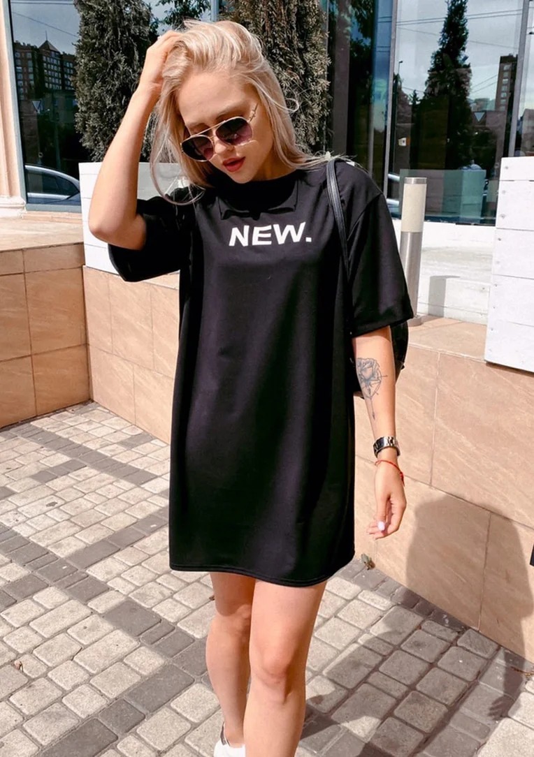 

Fashions • Платье футболка New Fashions - черный (910-фг, Fashions • Платье футболка New Fashions 42-44 черный (910-фг)