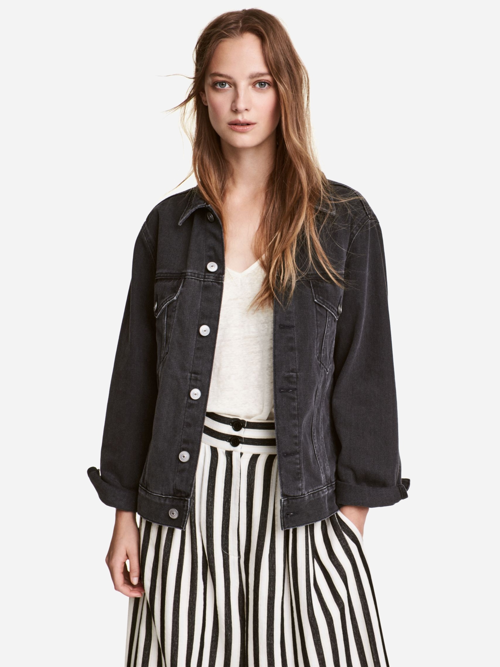 

Джинсовая куртка H&M 1706-5312192 36 Темно-серая