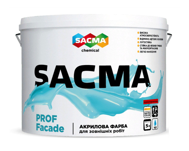 

Краска акриловая SACMA PROF FAÇADE фасадная транспарентная 5л
