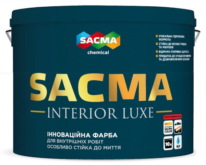 

Краска латексная SACMA INTERIOR LUXE интерьерная транспарентная 10л