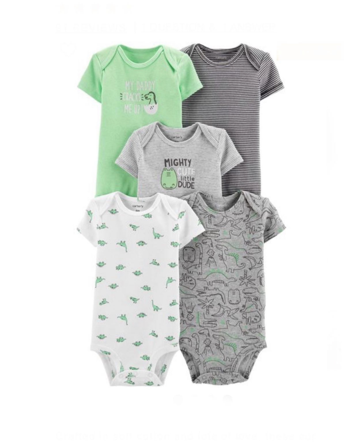 

Боді-футболка Carters 18м 78-83 см 5 шт (Cart-B-00018)