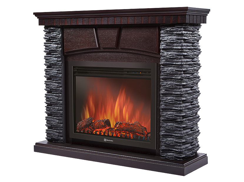 

Каминокомплект Porto 30 камень черный, шпон венге