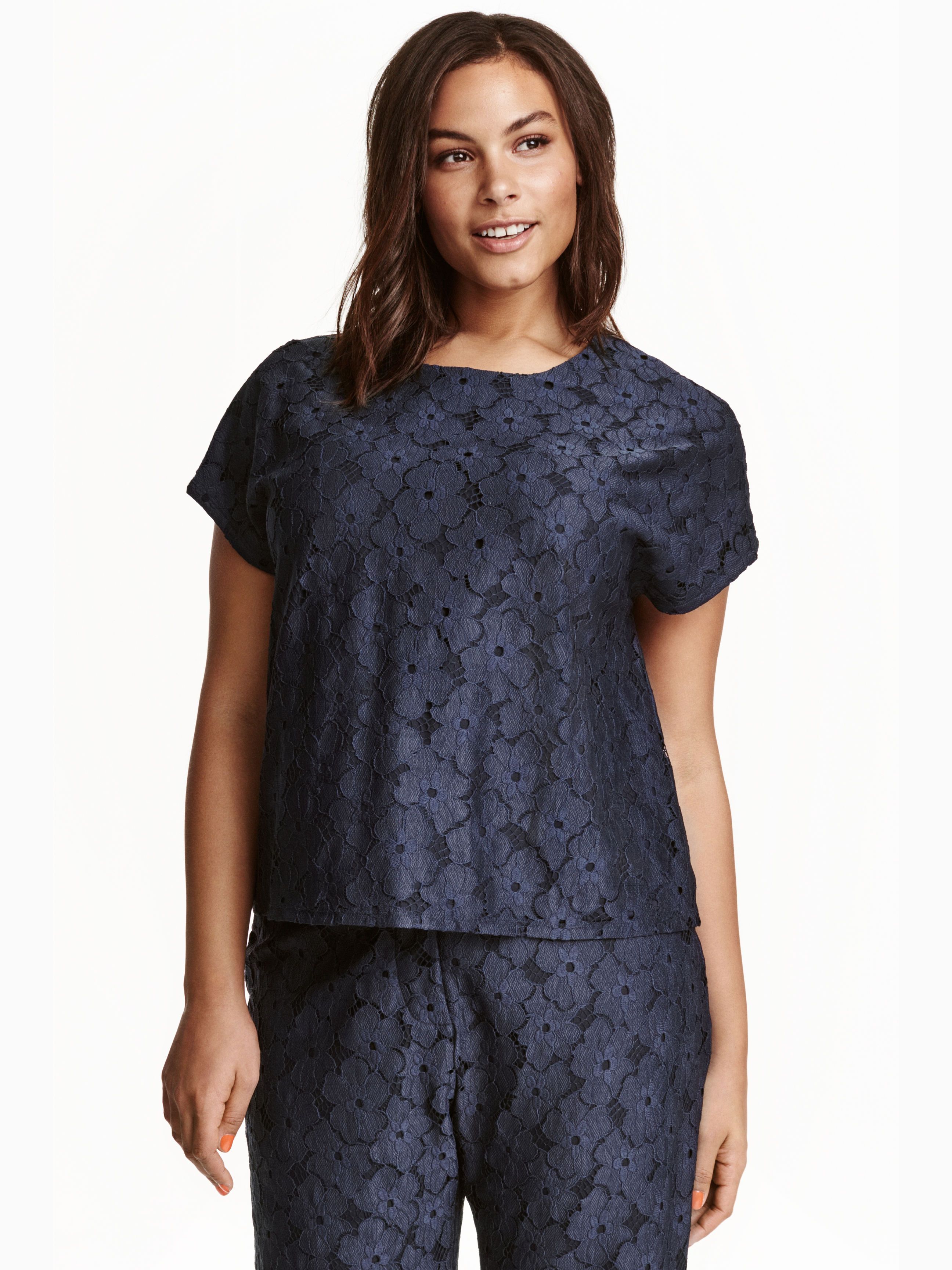 

Блузка H&M 3993293-AAQJ 3XL Темно-синяя