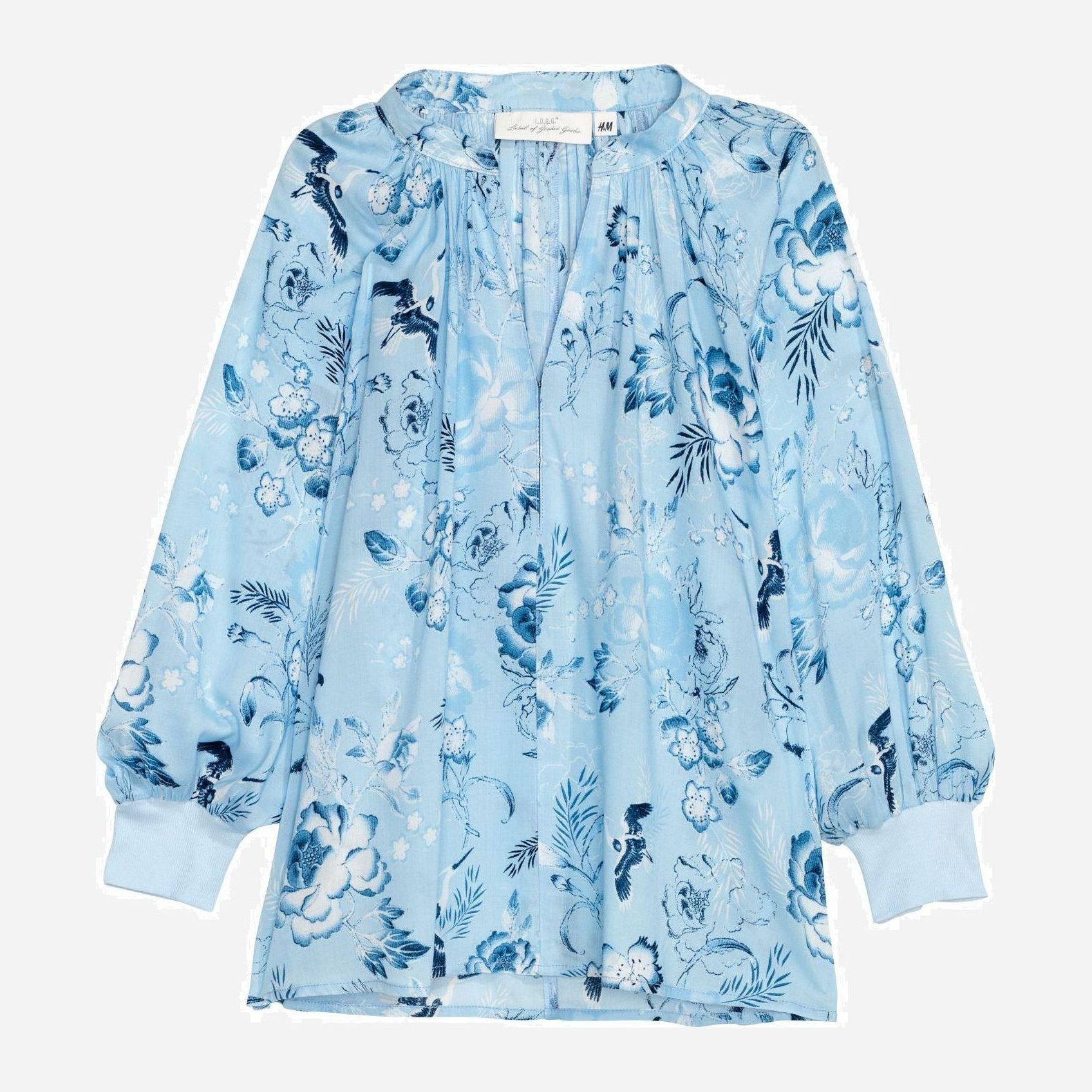 

Блузка H&M 6421057-ABJH 32 Голубая с белым и темно-синим