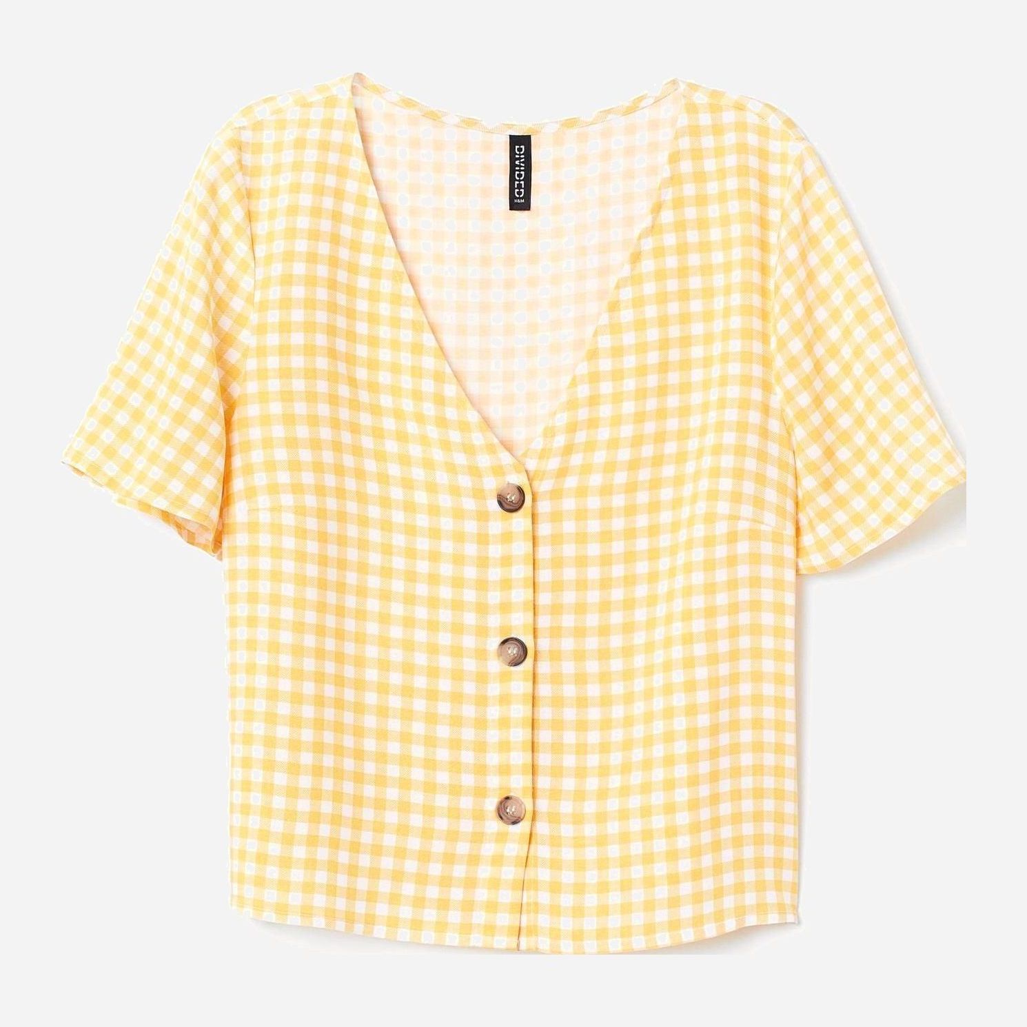 

Топ H&M 7232019-ABZV 38 Желтый с белым