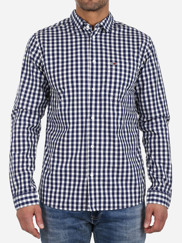 

Рубашка Tommy Hilfiger DM0DM06010  Темно-синяя/Белая, Рубашка Tommy Hilfiger DM0DM06010 S Темно-синяя/Белая