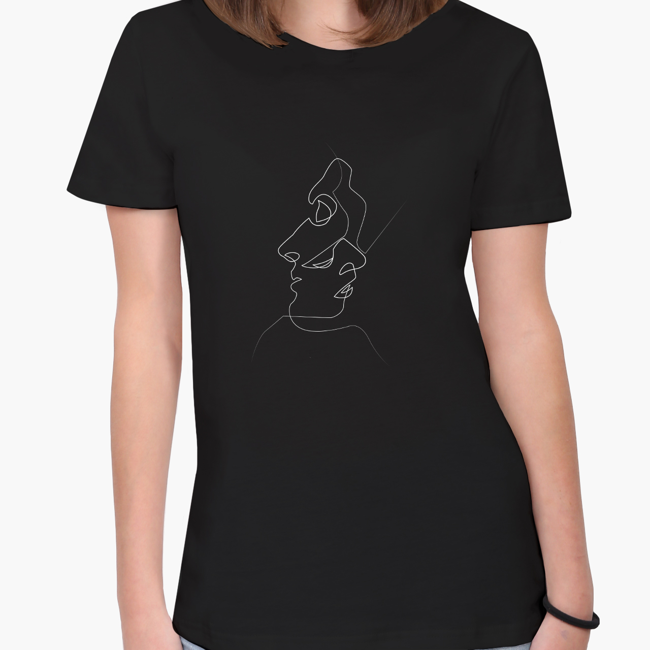 

Футболка женская Контурный минимализм (Contour minimalism) (8976-1356-5) XXL Черная