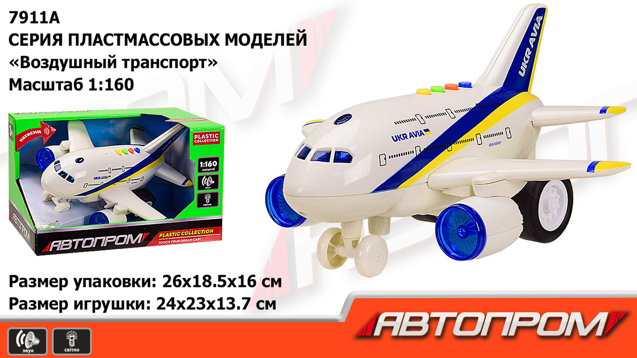 

Детский игрушечный Самолет на батарейке 7911A "АВТОПРОМ"1:160, свет,звук
