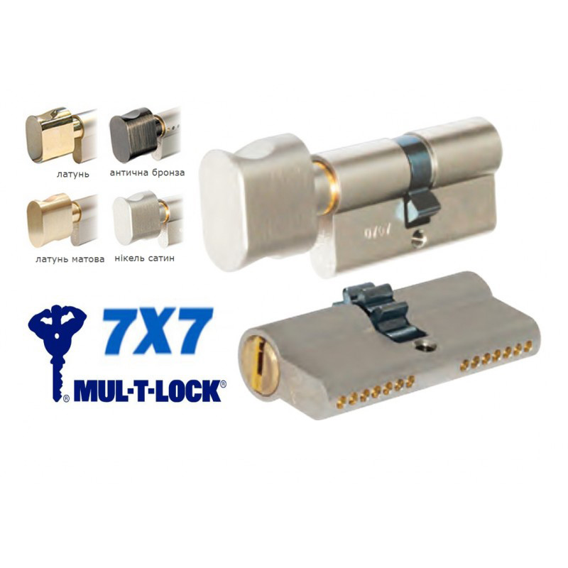 

Цилиндр дверной MUL-T-LOCK 7х7 ключ-ключ, ключ-тумблер