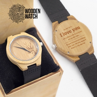 

Деревянные наручные часы ручной работы WoodenWatch Nature с индивидуальной гравировкой "I love you"