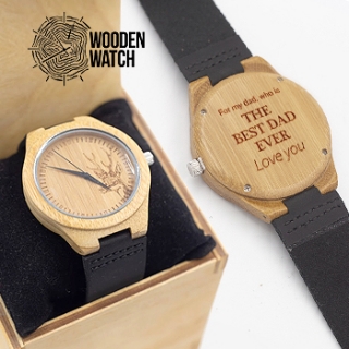 

Деревянные наручные часы ручной работы WoodenWatch Nature с индивидуальной гравировкой "The best dad ever"