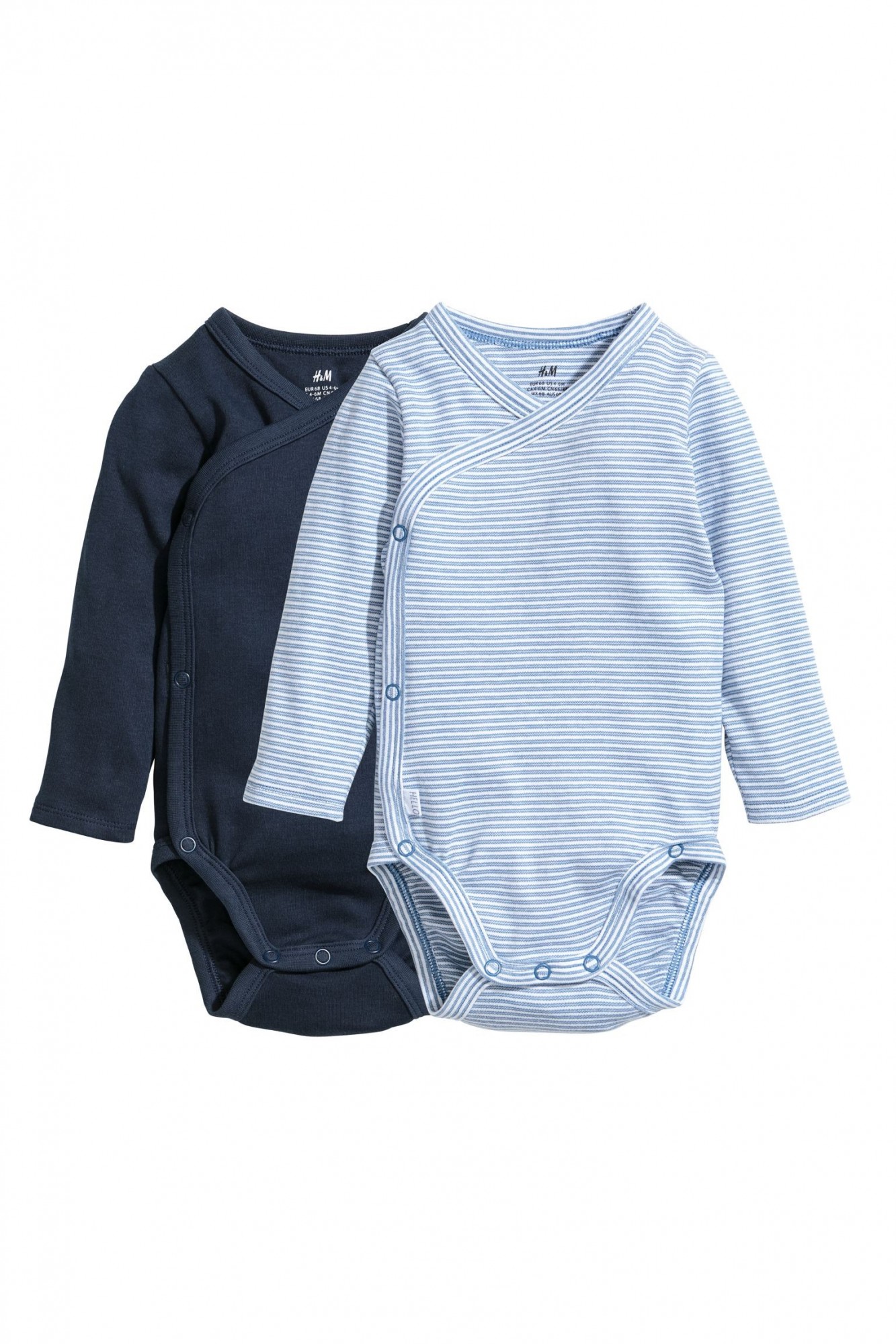 

Боди (2шт) H&M с длинным рукавом 44 темно-синий/голубой в полоску 000082