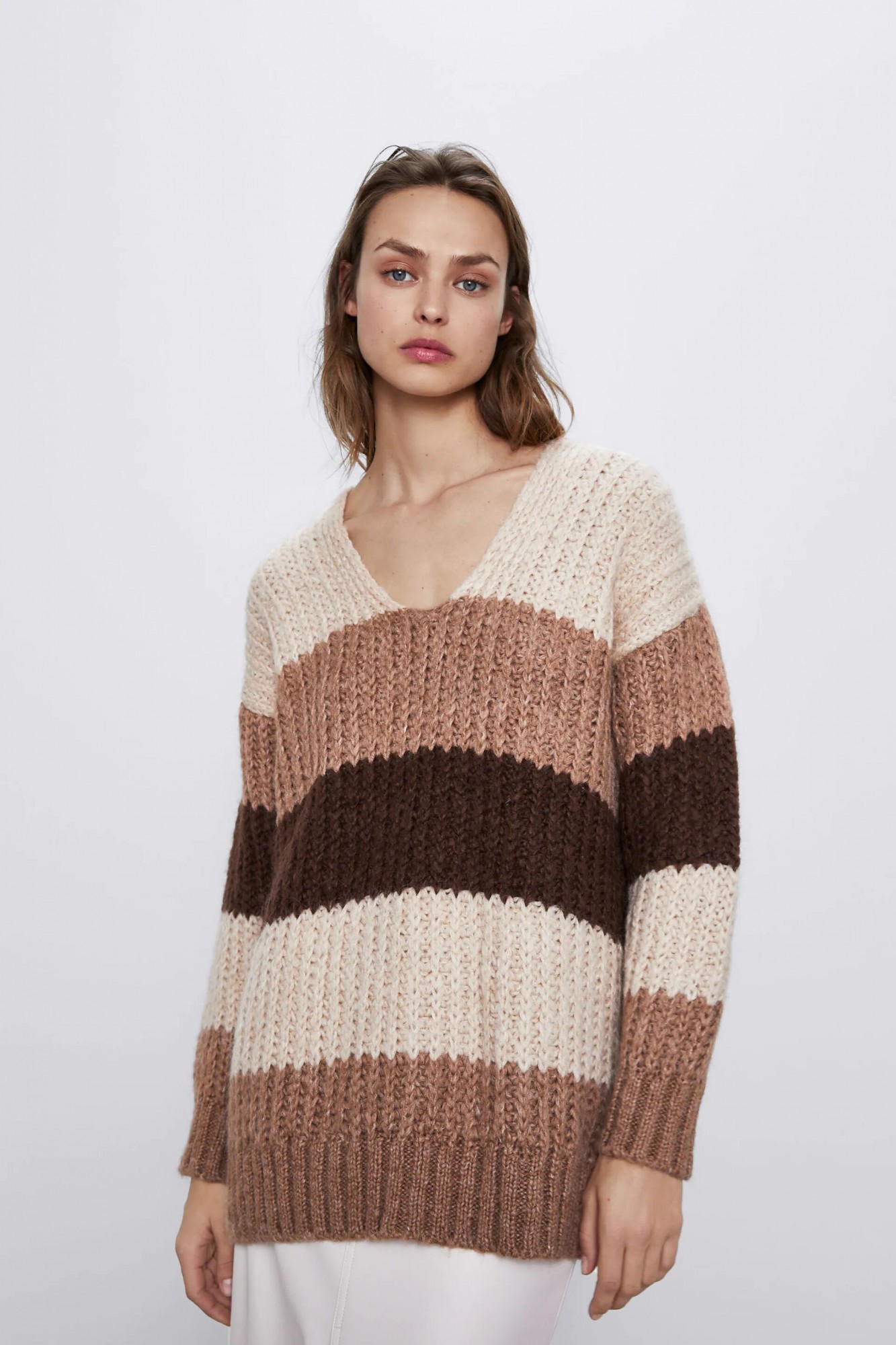 

Джемпер Zara оверсайз  серо коричневый 15-0046, Джемпер Zara оверсайз M серо коричневый 15-0046