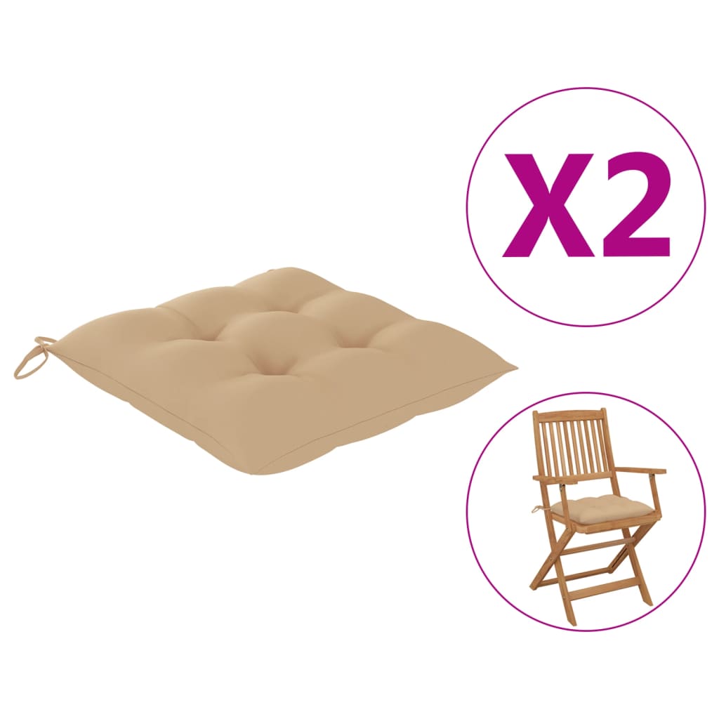 

Подушки на стільці Shumee 2 шт бежеві 40x40x7 см тканина 314869