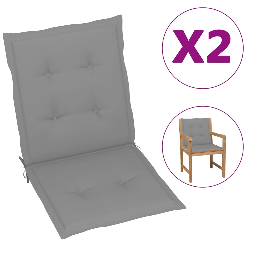 

Подушки для садових стільців Shumee 2 шт сірі 100x50x3 см 47550